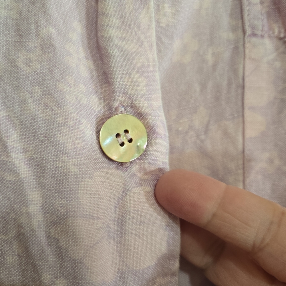 Kulani Kinis Relaxed Linen Button Front Shirt Hibiscus Haze Medium - Picture 8 of 8